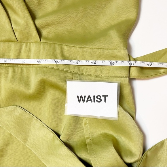 Lulus Classy Night Out Lime Green Satin Slit Leg Jumpsuit XL cocktail event‎ - Picture 10 of 13